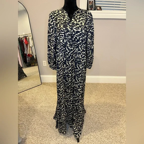 NWT ba&sh navy and Cream Agatha Dress- size 4 - Picture 3 of 6